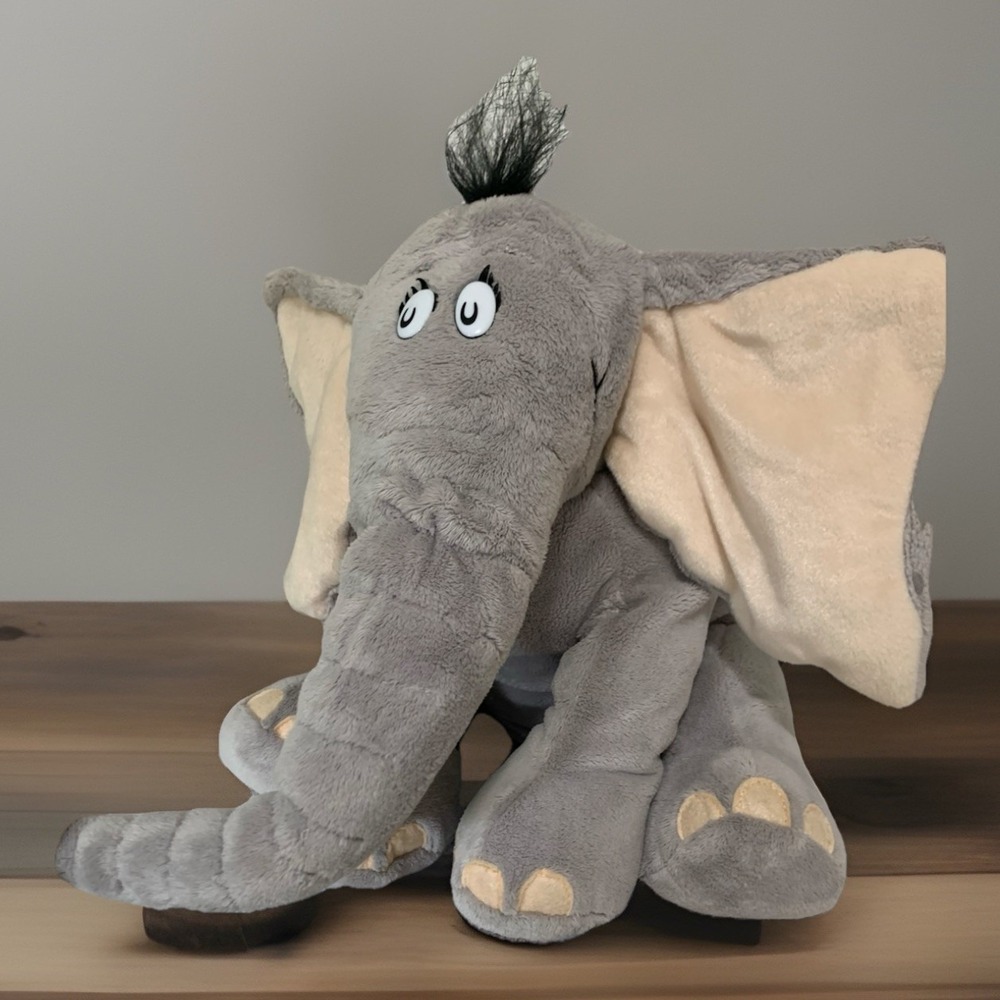 Vtg Dr Seuss Horton Elephant Plush Toy Macys 2008 12in Gray Hears a Who Stuffy